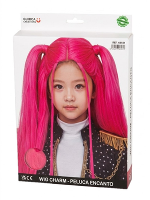Parrucca Kpop Rosa Charm Bambina Accessorio Travestimento Cosplay Mira Huntrix - 48181