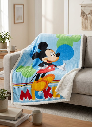 Plaid in Sherpa Topolino DISNEY Coperta Doppio Strato 100 X 140 CM Bambino - Je12440