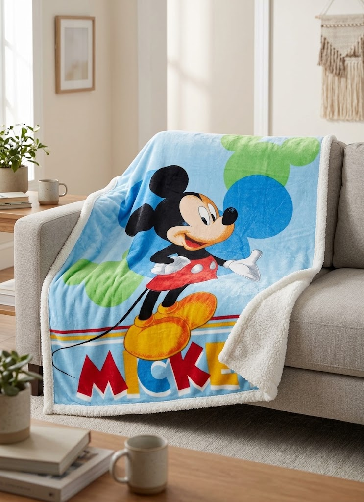 Plaid in Sherpa Topolino DISNEY Coperta Doppio Strato 100 X 140 CM Bambino - Je12440