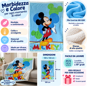 Plaid in Sherpa Topolino DISNEY Coperta Doppio Strato 100 X 140 CM Bambino - Je12440