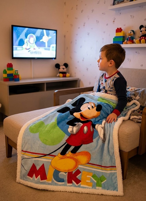 Plaid in Sherpa Topolino DISNEY Coperta Doppio Strato 100 X 140 CM Bambino - Je12440