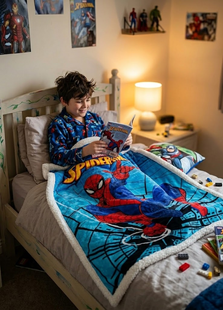 Plaid in Sherpa Spiderman MARVEL Coperta Doppio Strato 100 X 140 CM Bambino - Je13518