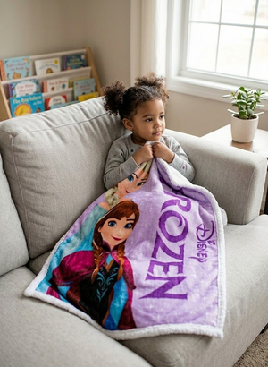 Plaid in Sherpa Frozen DISNEY Coperta Doppio Strato 100 X 140 CM Bambina - Je15442gf
