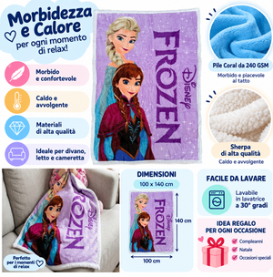 Plaid in Sherpa Frozen DISNEY Coperta Doppio Strato 100 X 140 CM Bambina - Je15442gf