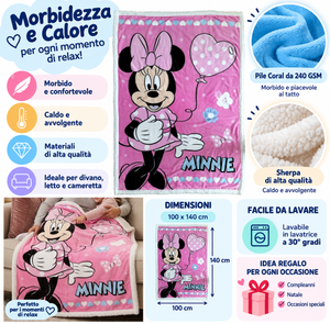 Plaid in Sherpa Minnie DISNEY Coperta Doppio Strato 100 X 140 CM Bambina - Je12441