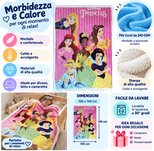 Plaid in Sherpa Principesse DISNEY Coperta Doppio Strato 100 X 140 CM Bambina - Je13519