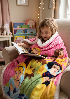Plaid in Sherpa Principesse DISNEY Coperta Doppio Strato 100 X 140 CM Bambina - Je13519