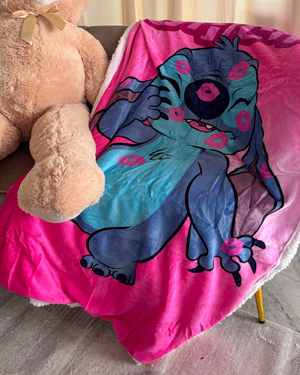 Plaid in Sherpa Stitch Rosa DISNEY Coperta Doppio Strato 100 X 140 CM Bambina - Je12442