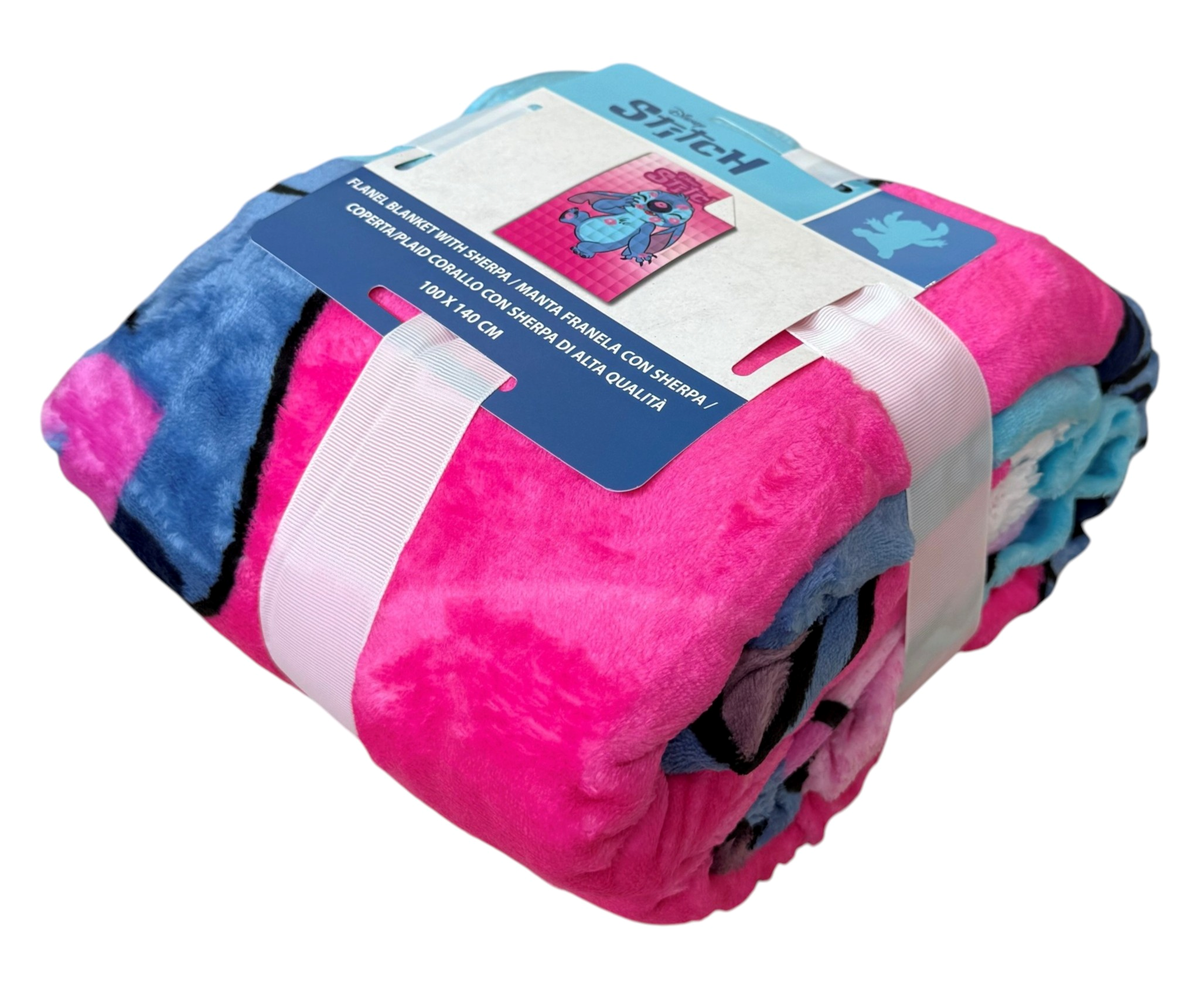 Plaid in Sherpa Stitch Rosa DISNEY Coperta Doppio Strato 100 X 140 CM Bambina - Je12442