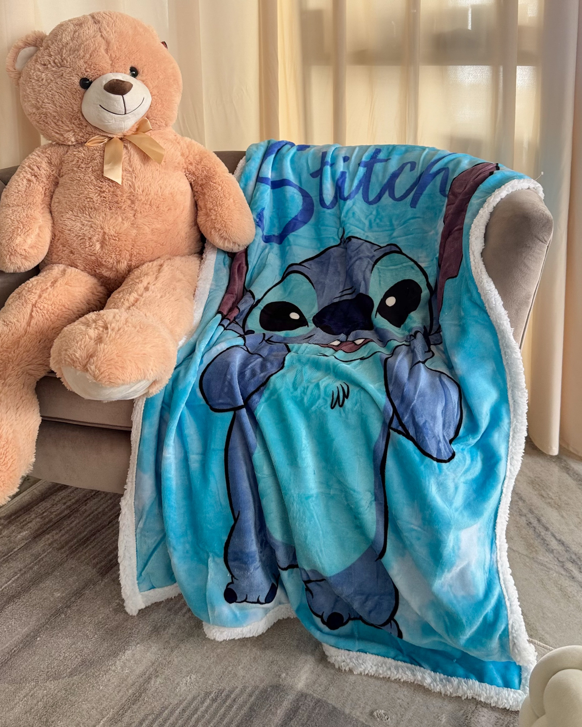 Plaid in Sherpa Stitch Blu DISNEY Coperta Doppio Strato 100 X 140 CM Bambino - Je12443