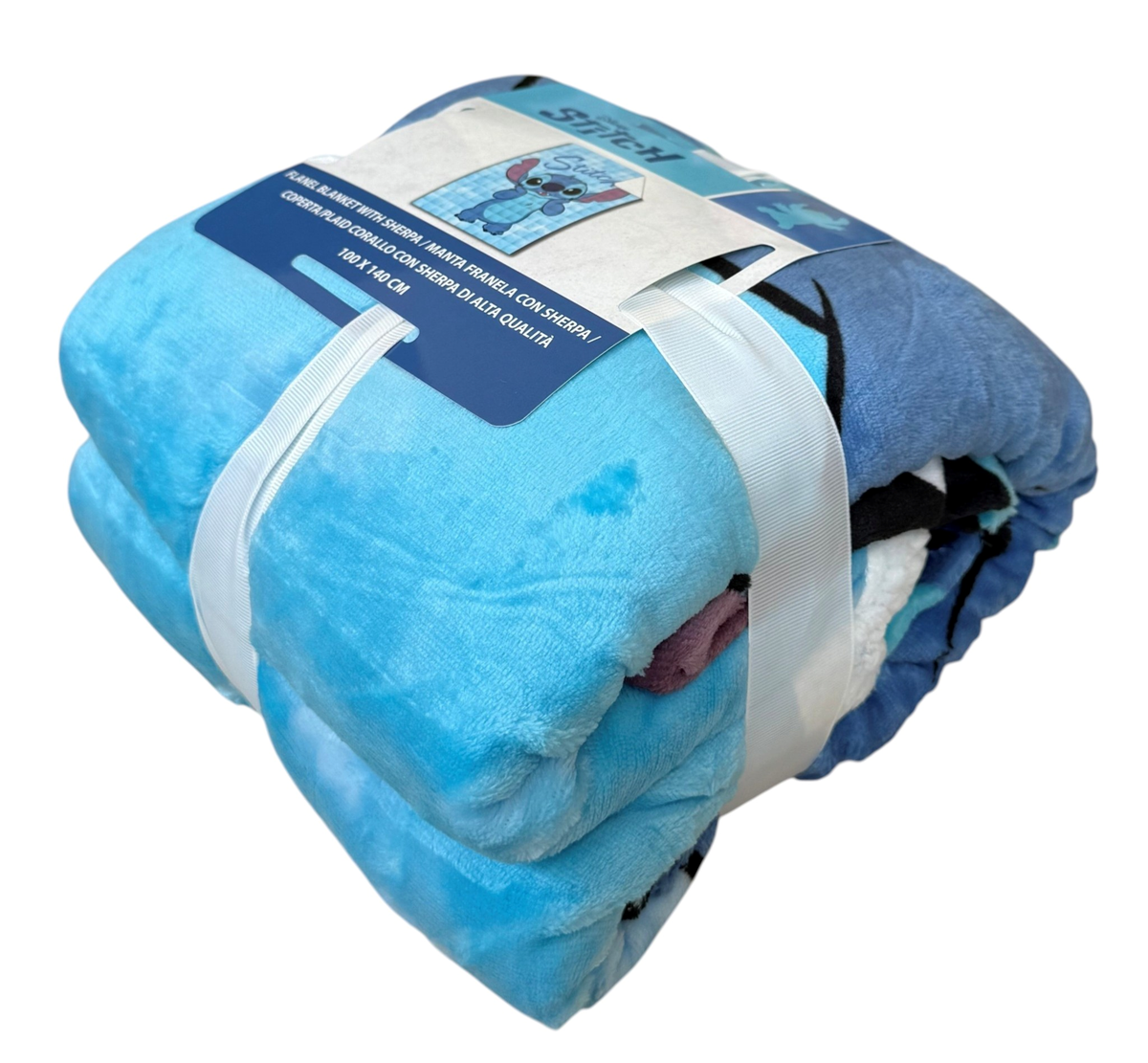 Plaid in Sherpa Stitch Blu DISNEY Coperta Doppio Strato 100 X 140 CM Bambino - Je12443