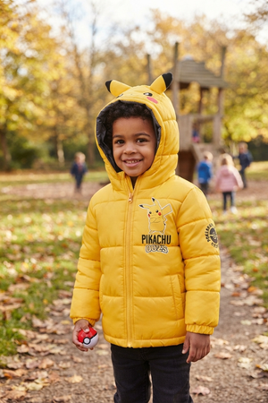 Giubbotto Imbottito Pikachu con Cappuccio Bambino 4/10 Anni - Zh10317