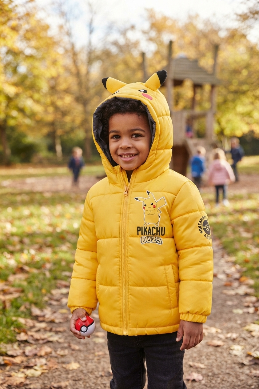 Giubbotto Imbottito Pikachu con Cappuccio Bambino 4/10 Anni - Zh10317