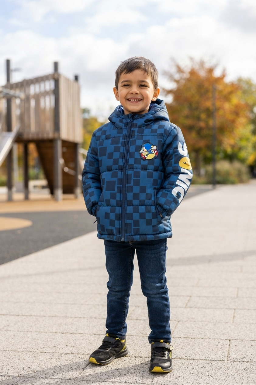 Giubbotto Imbottito Sonic con Cappuccio Bambino 4/10 Anni - Zh10325