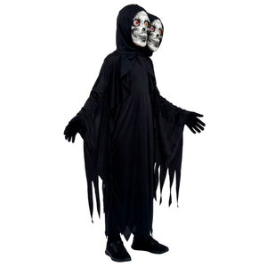 Costume Morte a Due Teste Tunica Maschere Guanti Travestimento Halloween Cosplay Triste Mietitore - 9357