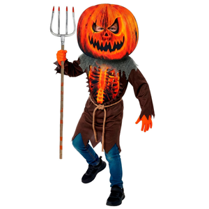 Costume Zucca Spaventosa Tunica e Maschera Travestimento Halloween Cosplay - 9353