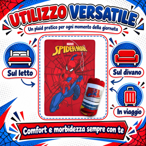 Plaid Spiderman MARVEL Coperta in Pile 220 Gsm 100 X 140 CM per Bambini - Je12229gf