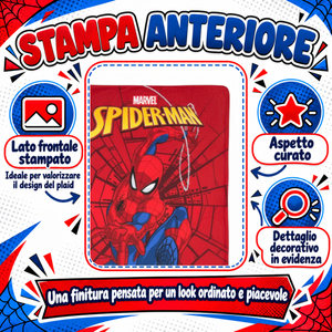 Plaid Spiderman MARVEL Coperta in Pile 220 Gsm 100 X 140 CM per Bambini - Je12229gf