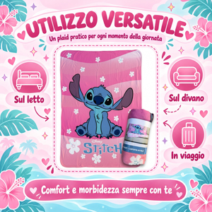 Plaid Stitch Rosa DISNEY Coperta in Pile 220 Gsm 100 X 140 CM per Bambine - Je15476gf
