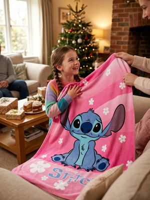 Plaid Stitch Rosa DISNEY Coperta in Pile 220 Gsm 100 X 140 CM per Bambine - Je15476gf
