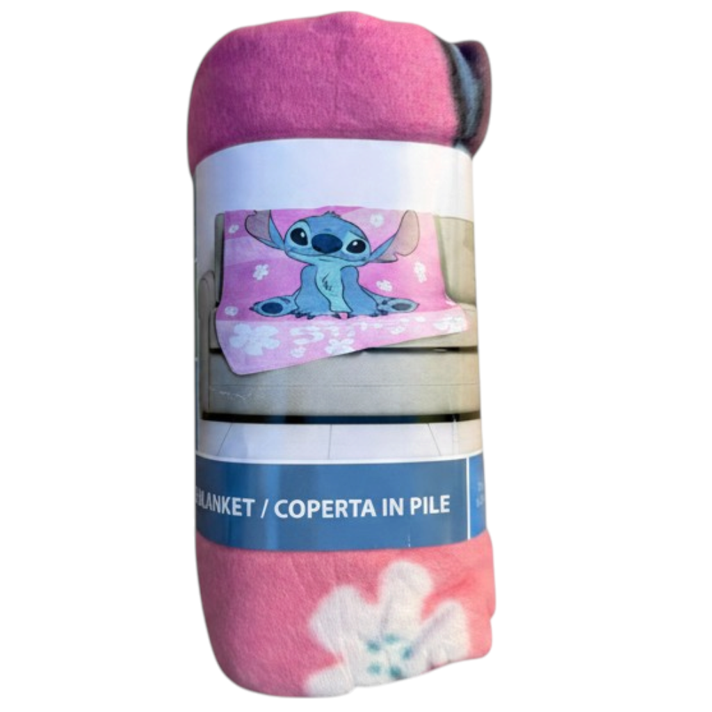 Plaid Stitch Rosa DISNEY Coperta in Pile 220 Gsm 100 X 140 CM per Bambine - Je15476gf