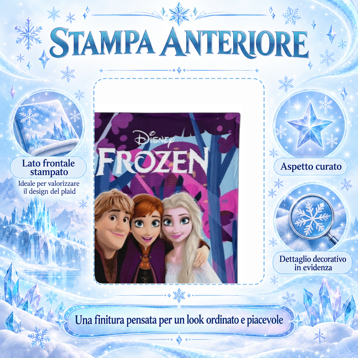 Plaid Frozen DISNEY Coperta in Pile 220 Gsm 100 X 140 CM per Bambine - Je15475gf
