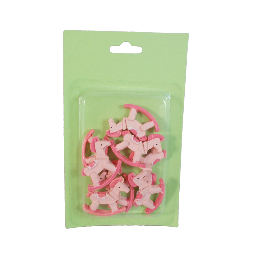 Bomboniera Cavalluccio a Dondolo Rosa Conf.8 Pezzi Nascita e Battesimo Cm.4x3