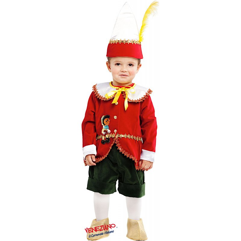 Vestito Carnevale Piccolo Pinocchio Lusso Costume Travestimento Bambino - 53177