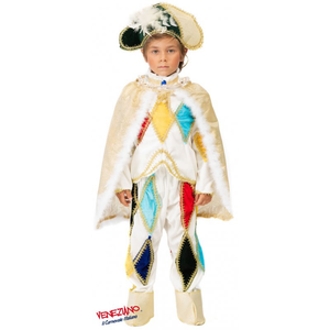 Costume Vestito Abito Travestimento Carnevale Bambino Arlecchino Velluto 8941