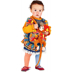 Costume Vestito Abito Travestimento Carnevale Bambina Piccola Pippi Lusso 50601
