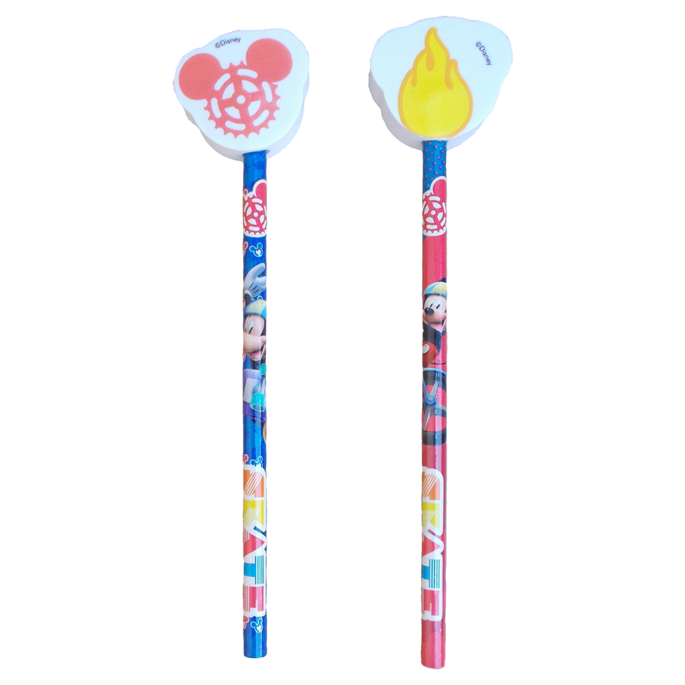 Matita Topolino Mickey Mouse DISNEY 2 Pezzi con Gomma 3d Cm. H 20 - Jk2124