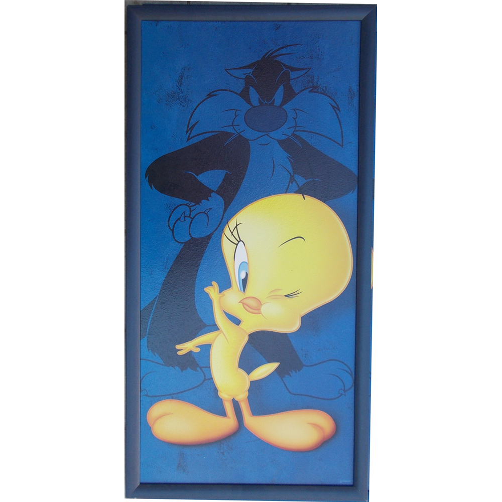 Quadro Titty e Gatto Silvestro Looney Tunes Cornice Mdf Cm. 73x36 - 10033681