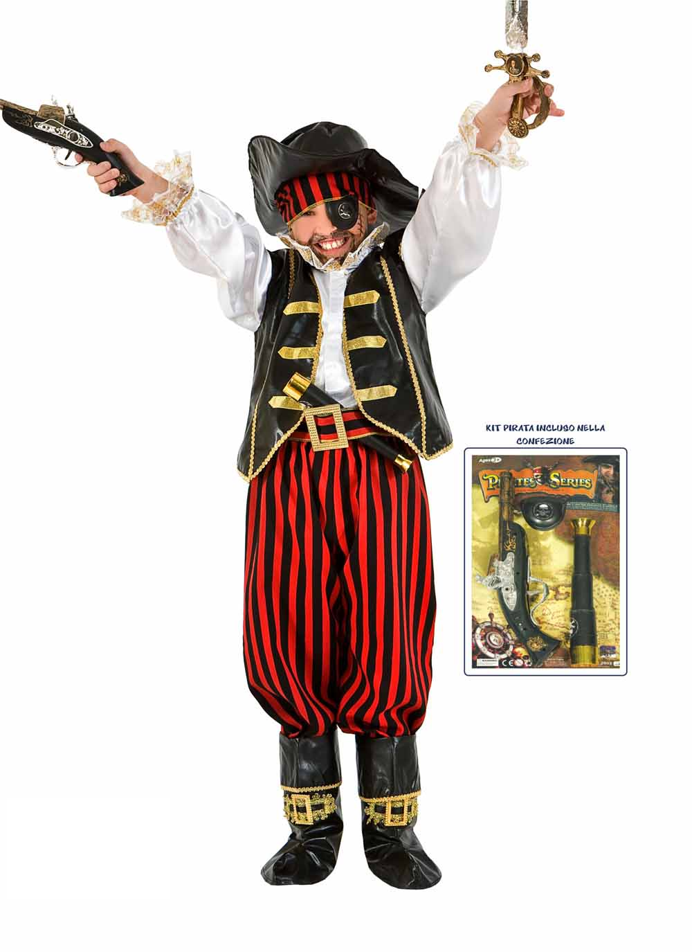 Vestito Carnevale Pirata Dei Caraibi Costume Travestimento Bambino - 1056