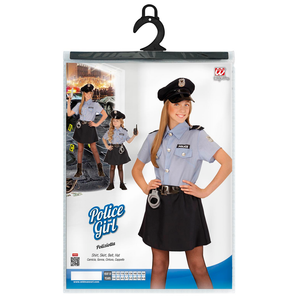 Vestito Carnevale + Accessori Poliziotta Costume Pistola Manette 11/13 Anni Travestimento - 0400+2413d+2775p