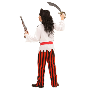 Vestito Carnevale + Accessori Pirata Costume Sciabola 8/10 Anni Travestimento - 0723+7007b