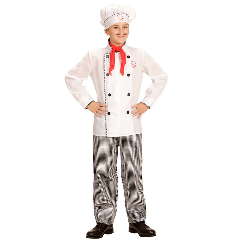 Vestito Carnevale + Accessori Cuoco Divisa Cappello Mestoli in Legno 8/10 Anni Travestimento - 0861+30830