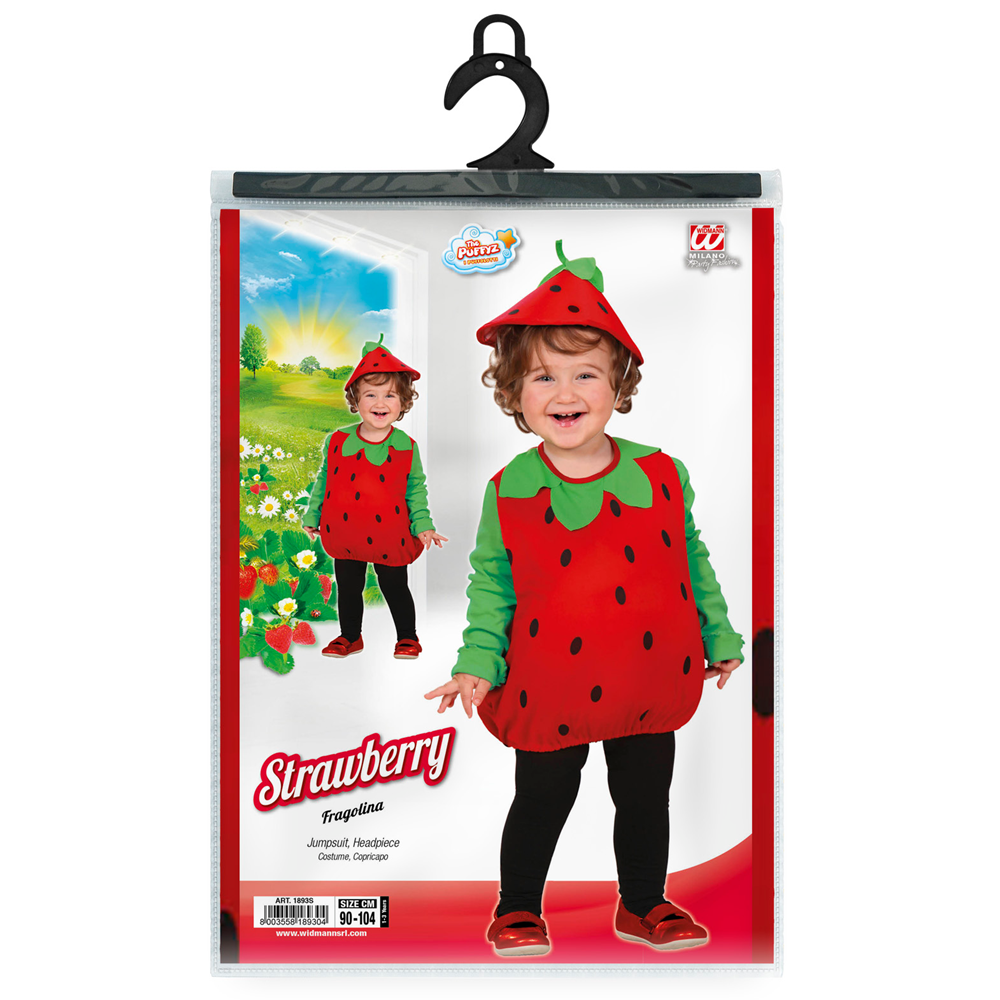 Costume Vestito Abito Travestimento Carnevale Bambina Fragolina