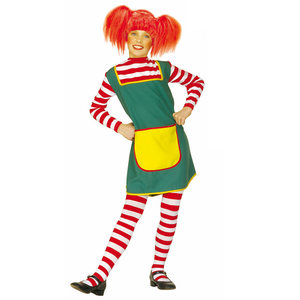 Vestito Carnevale + Accessori Naughty Girl Pippi Costume Parrucca Calze 11/13 Anni Travestimento - 3607+01234+6288m