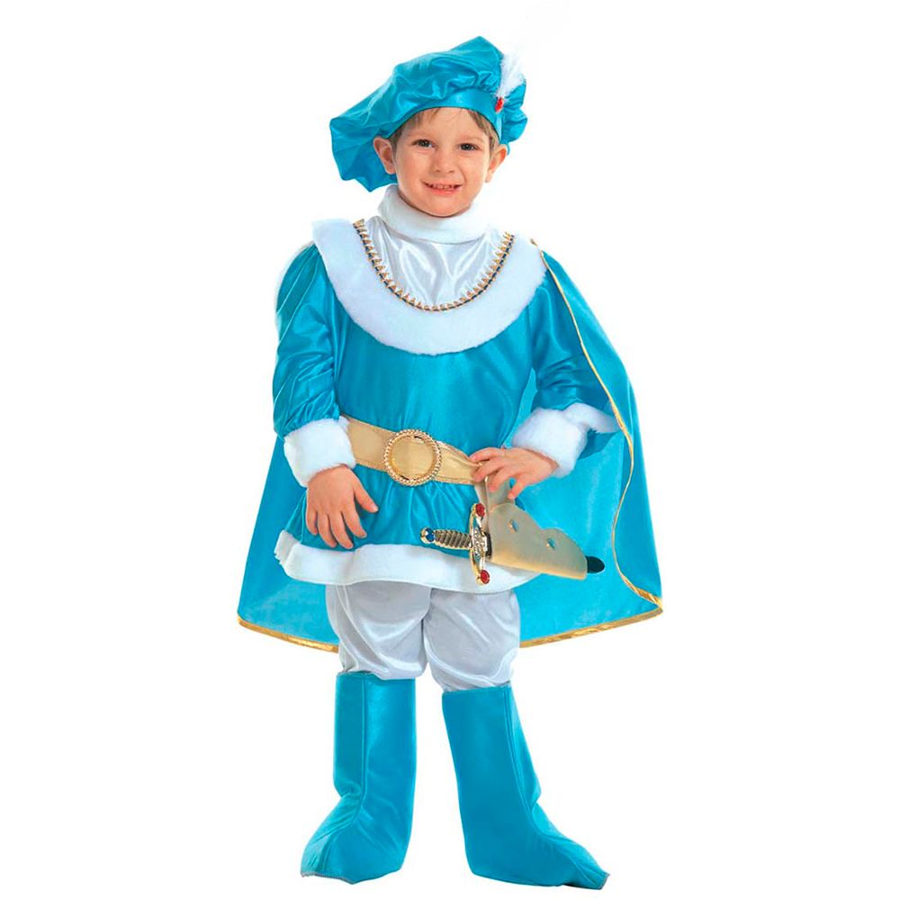 Vestito Carnevale + Accessori Principe Azzurro Costume Pugnale con Gemme e Fodero 3/4 Anni Travestimento - 3691+7003p