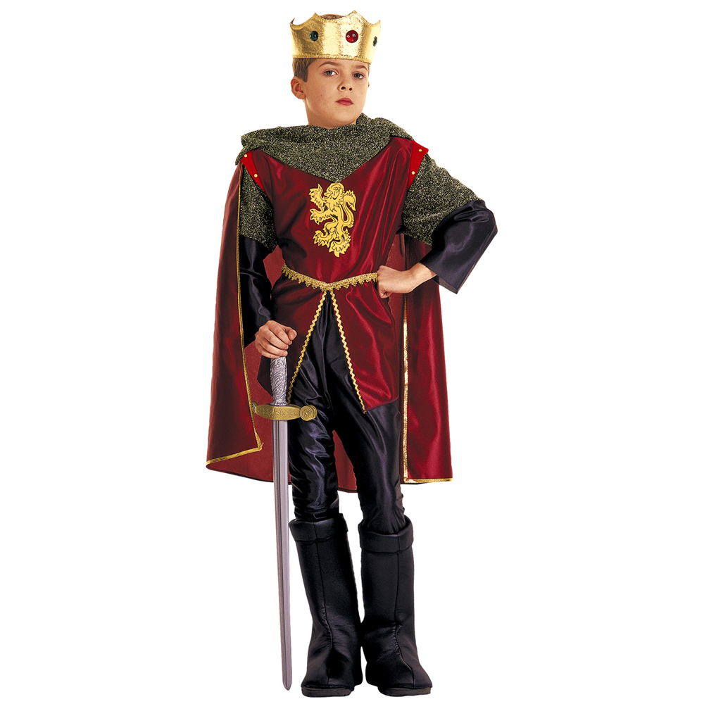 Vestito Carnevale + Accessori Cavaliere Reale Costume Corona Spada con Fodero 5/7 Anni Travestimento - 3710+7001c