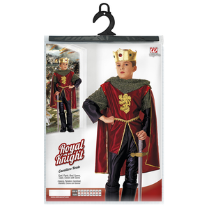 Vestito Carnevale + Accessori Cavaliere Reale Costume Corona Spada con Fodero 5/7 Anni Travestimento - 3710+7001c