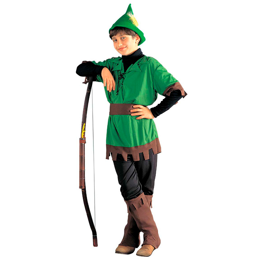 Vestito Carnevale + Accessori Robin Hood Casacca Pantaloni Cappello Arco 11/13 Anni Travestimento - 3836+23935