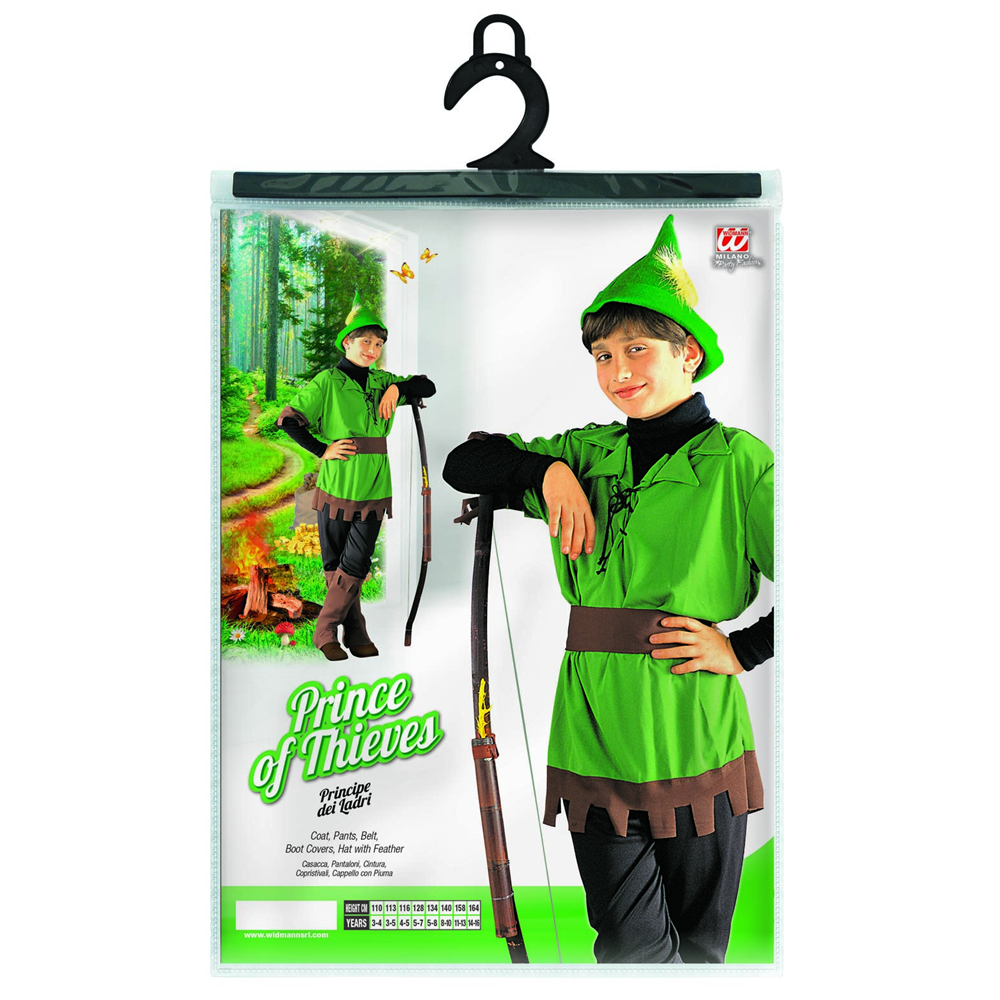 Vestito Carnevale + Accessori Robin Hood Casacca Pantaloni Cappello Arco 11/13 Anni Travestimento - 3836+23935