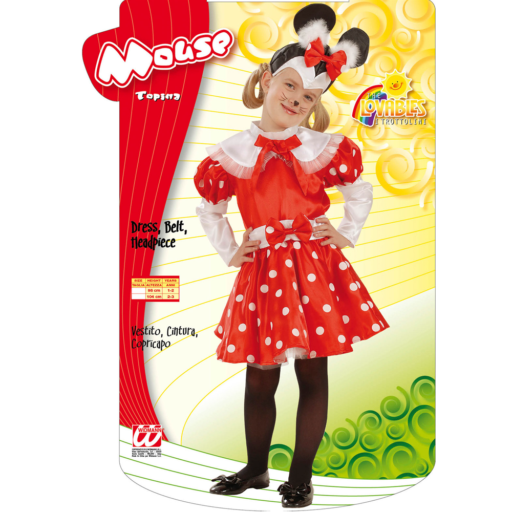 Costume Vestito Abito Travestimento Carnevale Bambina Topina