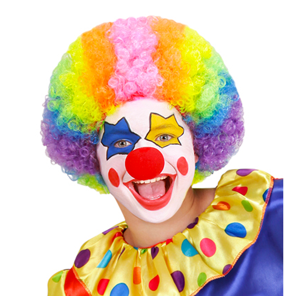 Vestito Carnevale + Accessori Clown Costume Parrucca Tromba Set Trucco con Naso 11/13 Anni Travestimento - 0257+4044n+74590+2720t