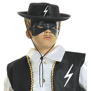 Vestito Carnevale + Accessori Zorro Eroe Bandito Mascherato Costume Cappello Fioretto 4/5 Anni Travestimento - 3682+3411z+6765z