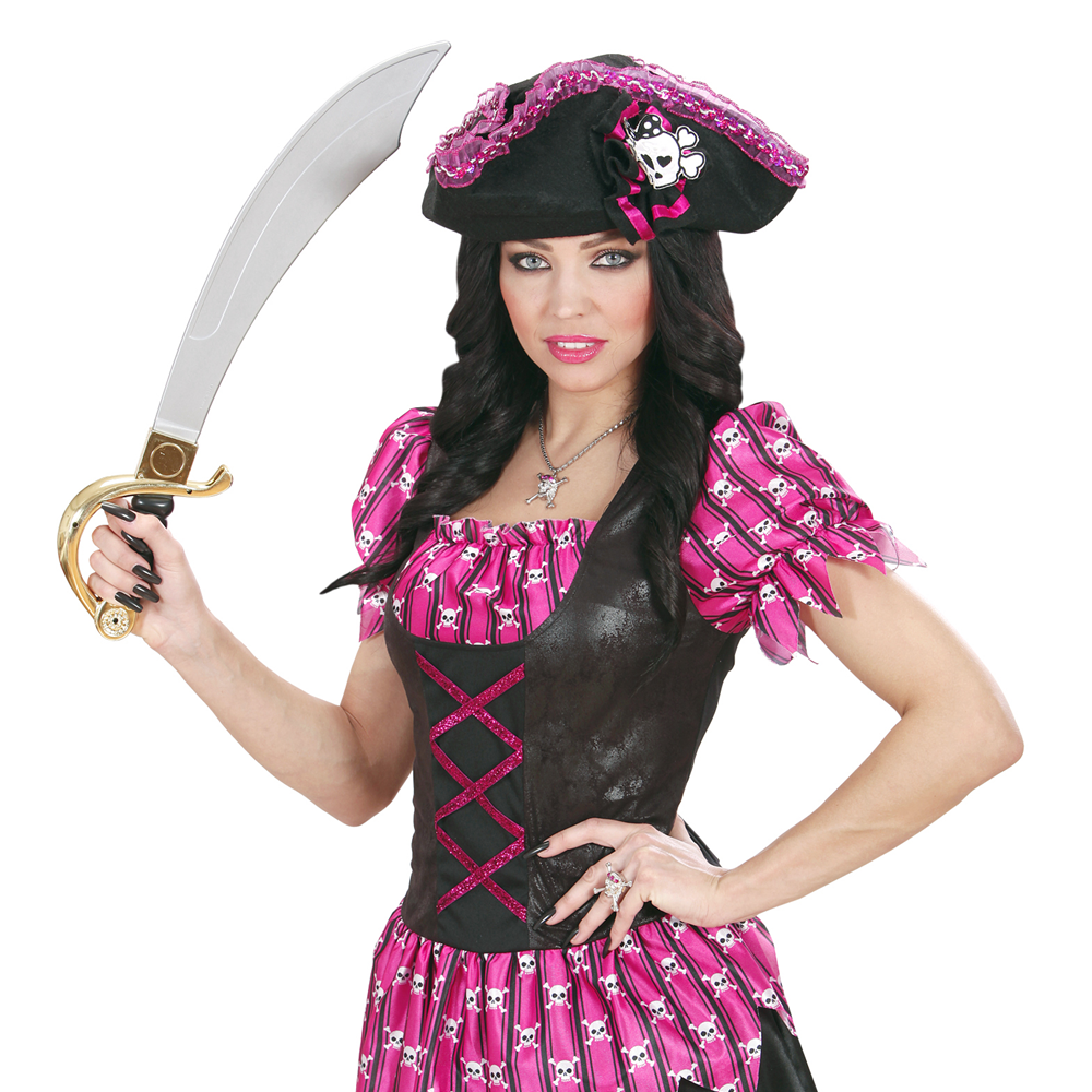 Vestito Carnevale + Accessori Piratessa Vestito Sciabola Calze 4/5 Anni Travestimento - 0722+7007b+4750r