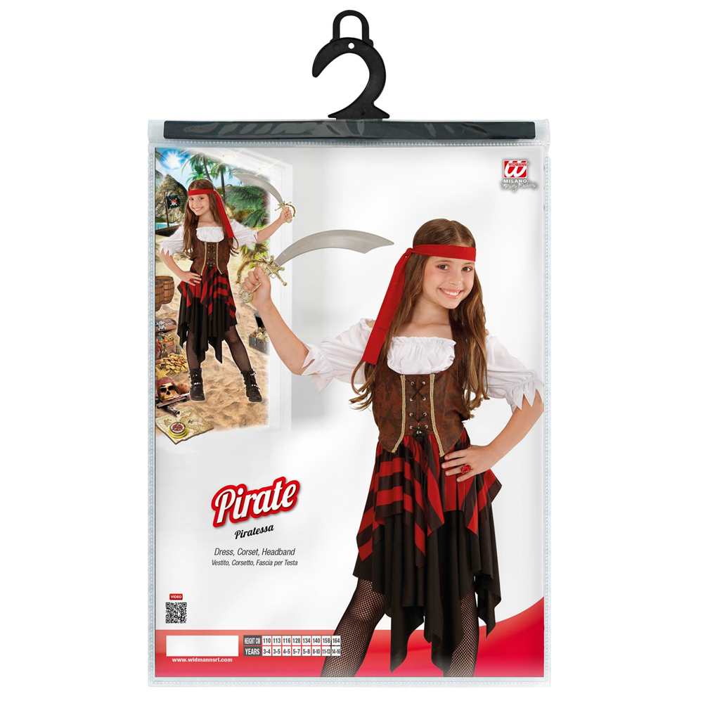 Vestito Carnevale + Accessori Piratessa Vestito Sciabola Calze 14/16 Anni Travestimento - 0559+7007b+4750r