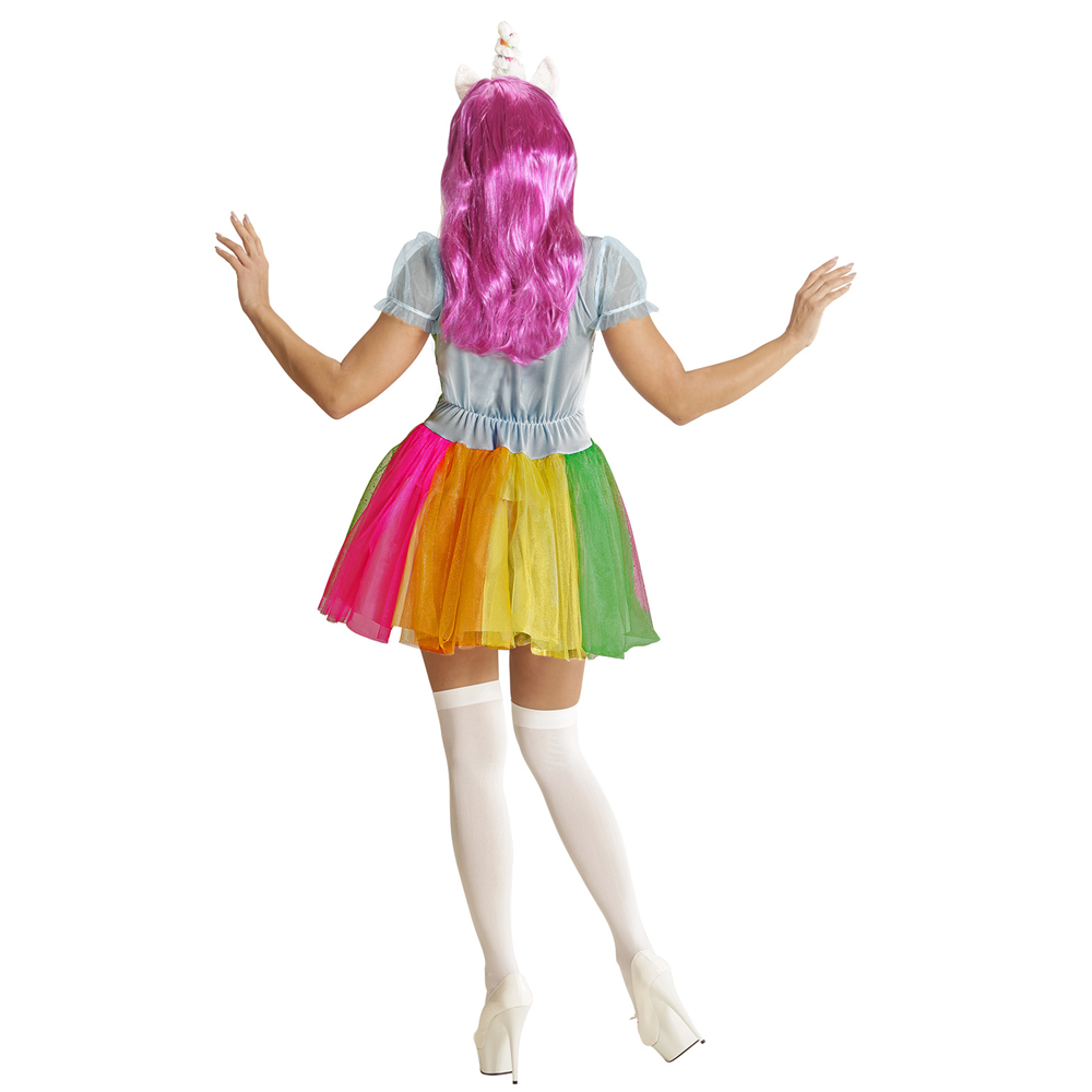 Vestito Carnevale + Accessori Unicorno Abito Copricapo Parrucca Travestimento (l)