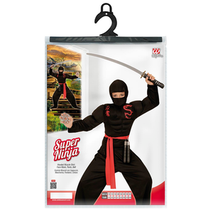 Vestito Carnevale + Accessori Super Ninja Muscoloso Costume Nunchaku 5/7 Anni Travestimento - 0052+6766n